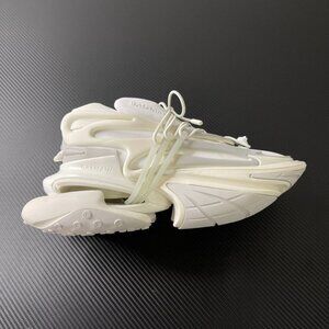 Balmain Unicorn Leather Low-Top White Loafers